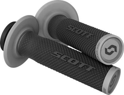 Scott SX II Lock-On grips for motorcycle handlebars in black and gray, designed for secure handling and comfort.
