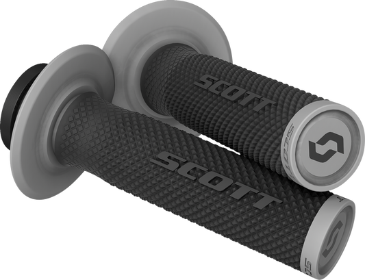 Scott SX II Lock-On grips for motorcycle handlebars in black and gray, designed for secure handling and comfort.