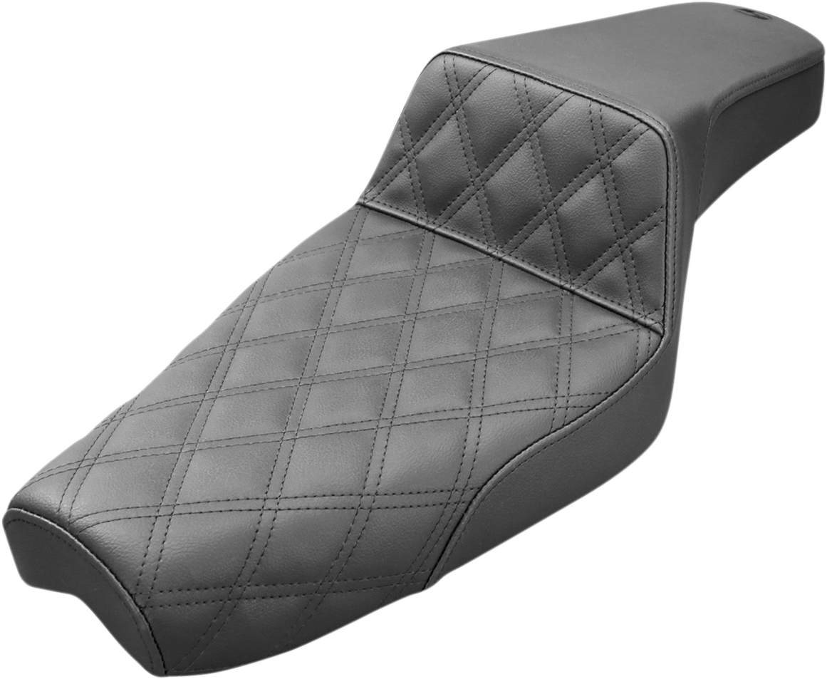 SADDLEMEN Step-Up Seat - Front Lattice Stitch - Black - XL 807-03-172 - Howling Moto
