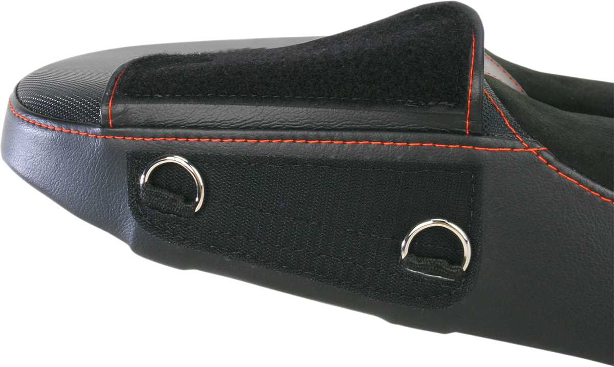 Bill's Exhausts Adventure Seat for Super Enduro 950, low-profile motorcycle seat with sleek black design and textured surface.