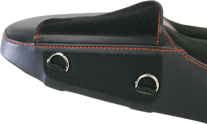 Bill's Exhausts Adventure Seat for Super Enduro 950, low-profile motorcycle seat with sleek black design and textured surface.