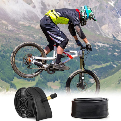 Two Hycline bike inner tubes with Schrader valves, suitable for 20", 24", 26", 27.5", and 29-inch bikes, with tire levers included.