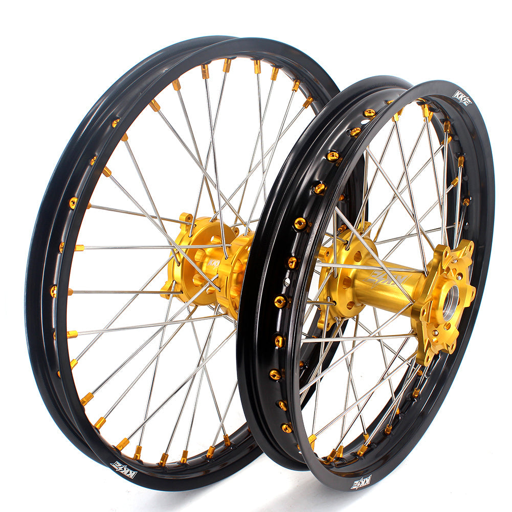 KKE 21 & 18 Enduro Rims for Suzuki RMZ250 2007-2022 RMZ450 2005 Gold Nipple - Howling Moto