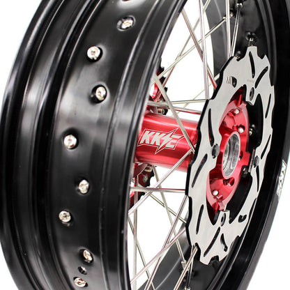 KKE 17 inch Supermoto Wheels Rims for HONDA XR650L 1993-2024 Red Hub Discs - Howling Moto