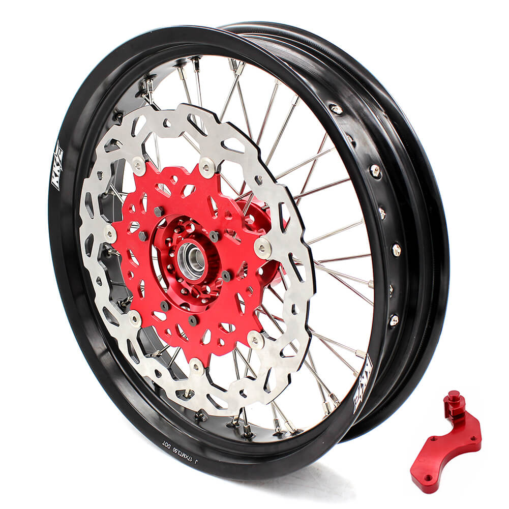 KKE 17 inch Supermoto Wheels Rims for HONDA XR650L 1993-2024 Red Hub Discs - Howling Moto