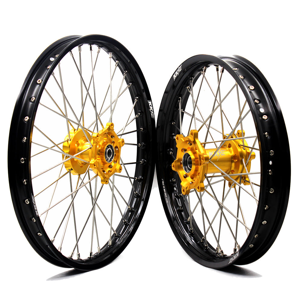 KKE 21 & 19 Wheels for Suzuki RMZ250 2007 RMZ450 2005-2024 Gold&Black - Howling Moto