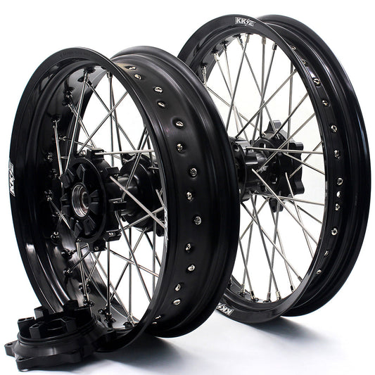 KKE 2.5*19 & 4.25*17 Cush Drive Supermoto Wheels for SUZUKI Dr650se 1996-2021 Black - Howling Moto