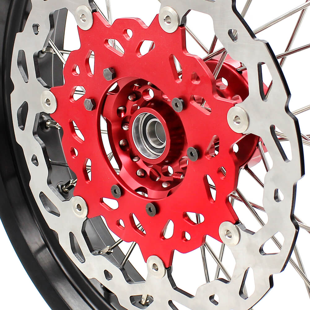 KKE 17 inch Supermoto Wheels Rims for HONDA XR650L 1993-2024 Red Hub Discs - Howling Moto