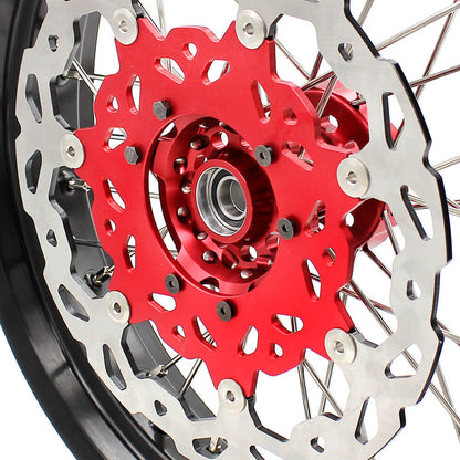 KKE 17 inch Supermoto Wheels Rims for HONDA XR650L 1993-2024 Red Hub Discs - Howling Moto
