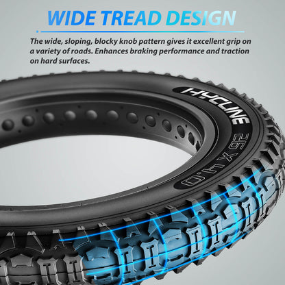 Hycline Bones Fat Bike Tire 20x4.0 for all-terrain e-bikes, rugged rubber tread suitable for fat tire and e-bike riding.