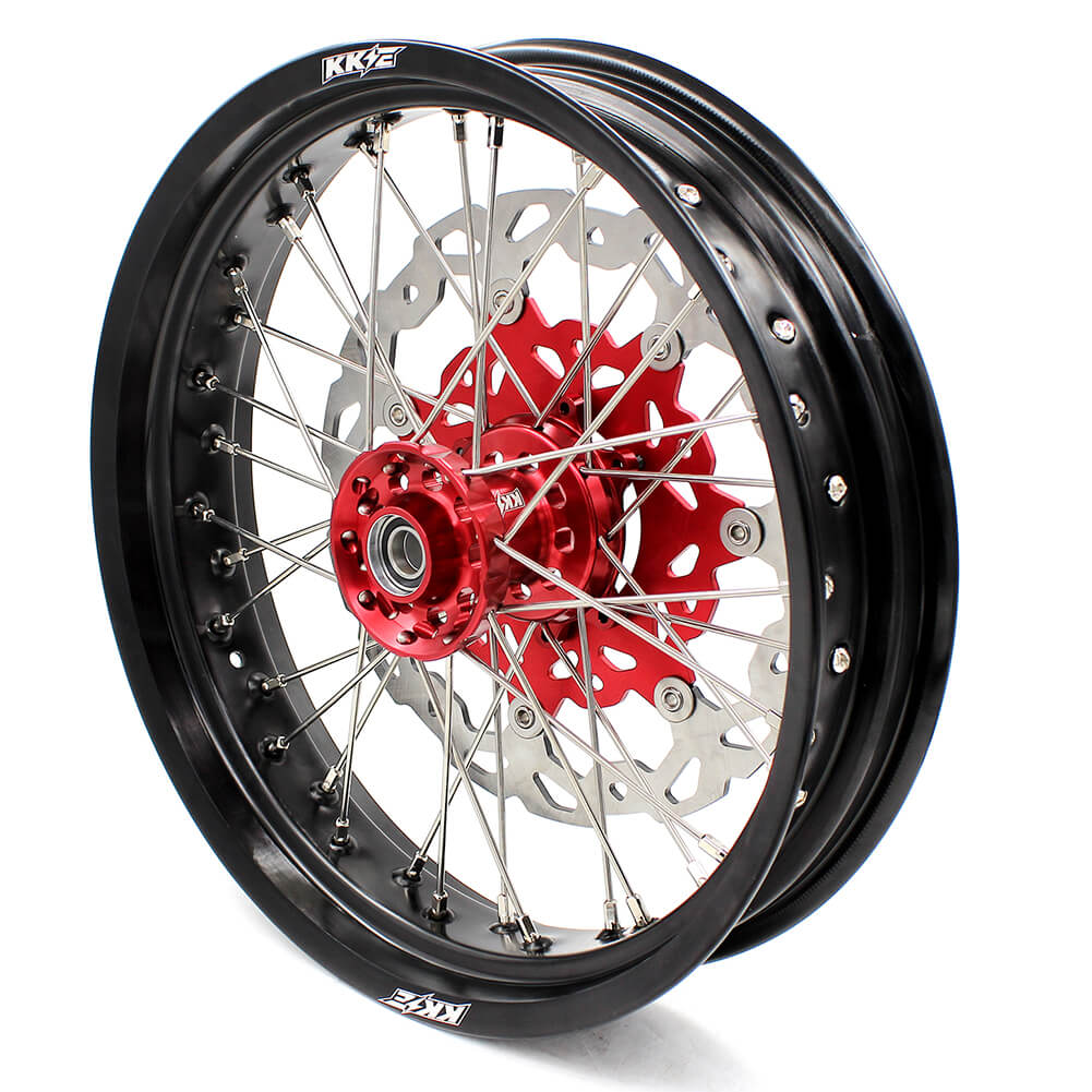 KKE 17 inch Supermoto Wheels Rims for HONDA XR650L 1993-2024 Red Hub Discs - Howling Moto