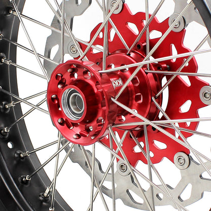 KKE 17 inch Supermoto Wheels Rims for HONDA XR650L 1993-2024 Red Hub Discs - Howling Moto