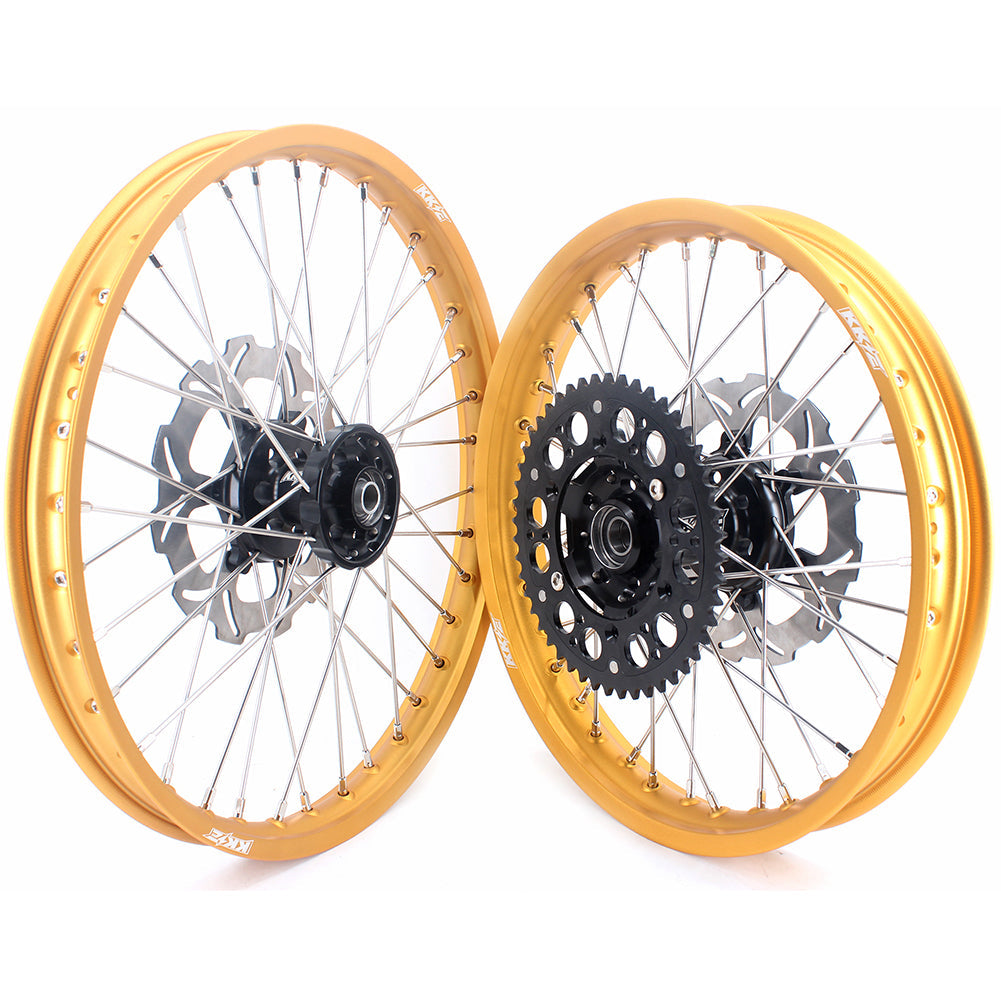KKE 21 & 19 MX Gold Rims for Suzuki RM125 RM250 1996-2000 Black Hub - Howling Moto