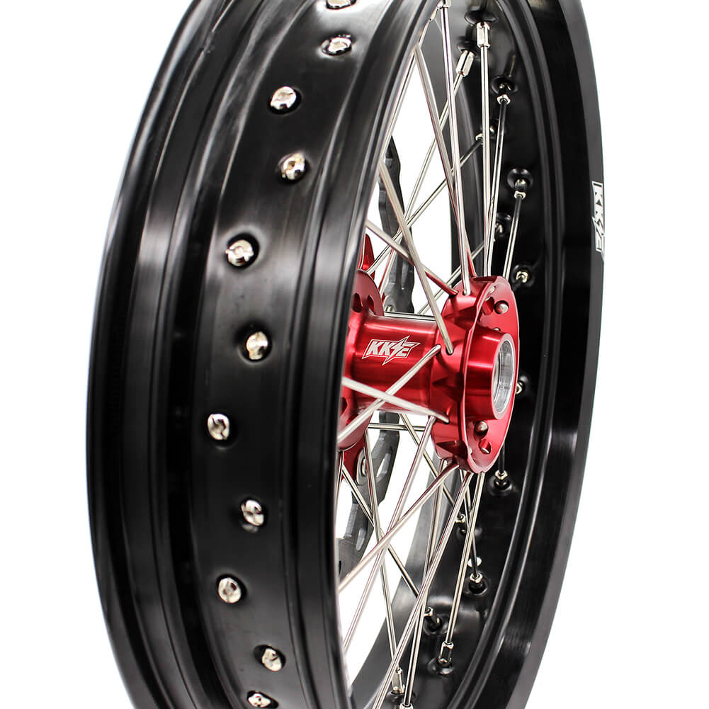 KKE 17 inch Supermoto Wheels Rims for HONDA XR650L 1993-2024 Red Hub Discs - Howling Moto