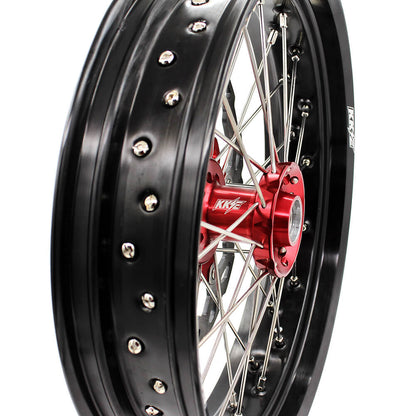 KKE 17 inch Supermoto Wheels Rims for HONDA XR650L 1993-2024 Red Hub Discs - Howling Moto