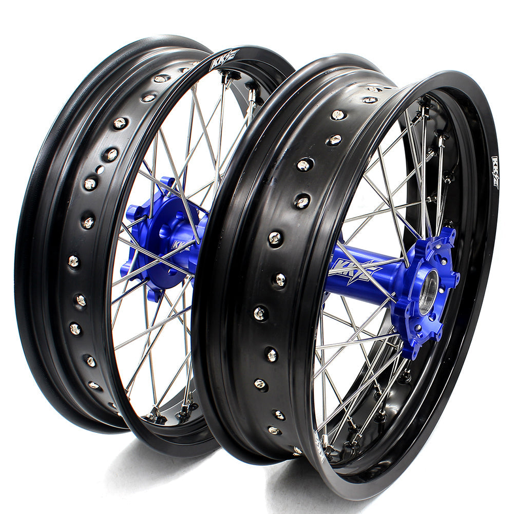 KKE 17inch Supermoto Wheels Set For YAMAHA WR250R 2008-2020 Blue Hub