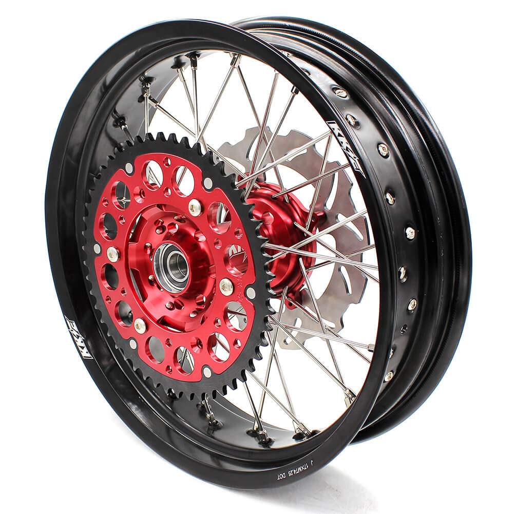 KKE 17 inch Supermoto Wheels Rims for HONDA XR650L 1993-2024 Red Hub Discs - Howling Moto