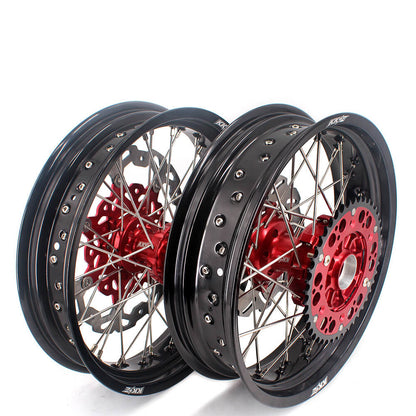KKE 3.5 & 4.25 Cush Drive Supermoto Rims For HONDA XR650R 2000-2008 Red & Black