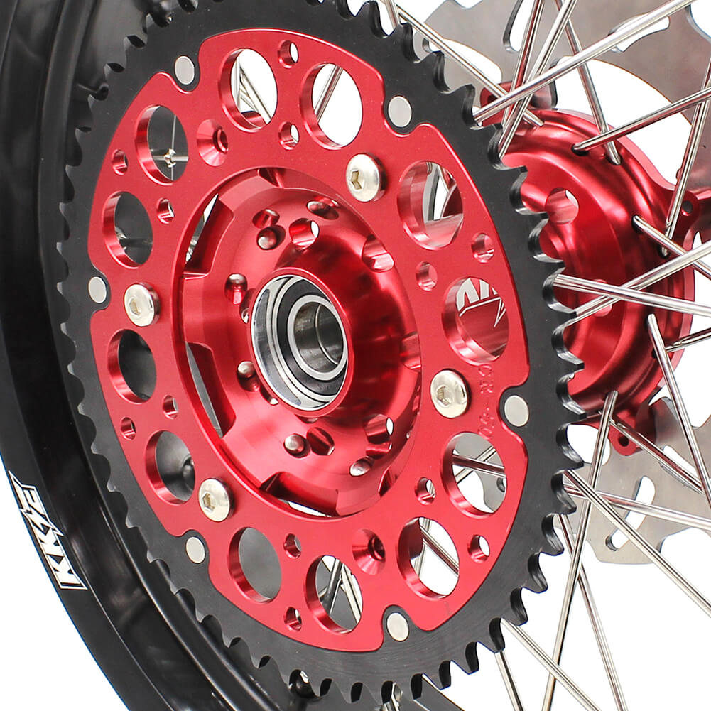 KKE 17 inch Supermoto Wheels Rims for HONDA XR650L 1993-2024 Red Hub Discs - Howling Moto