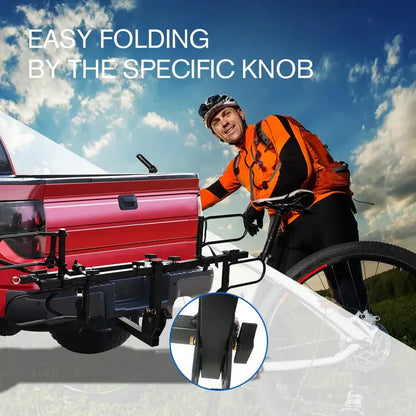 2-Bike Hitch Bike Rack, Folding Fat Tire Bike Carrier, 200 LBS, 2'' Receiver - Howling Moto