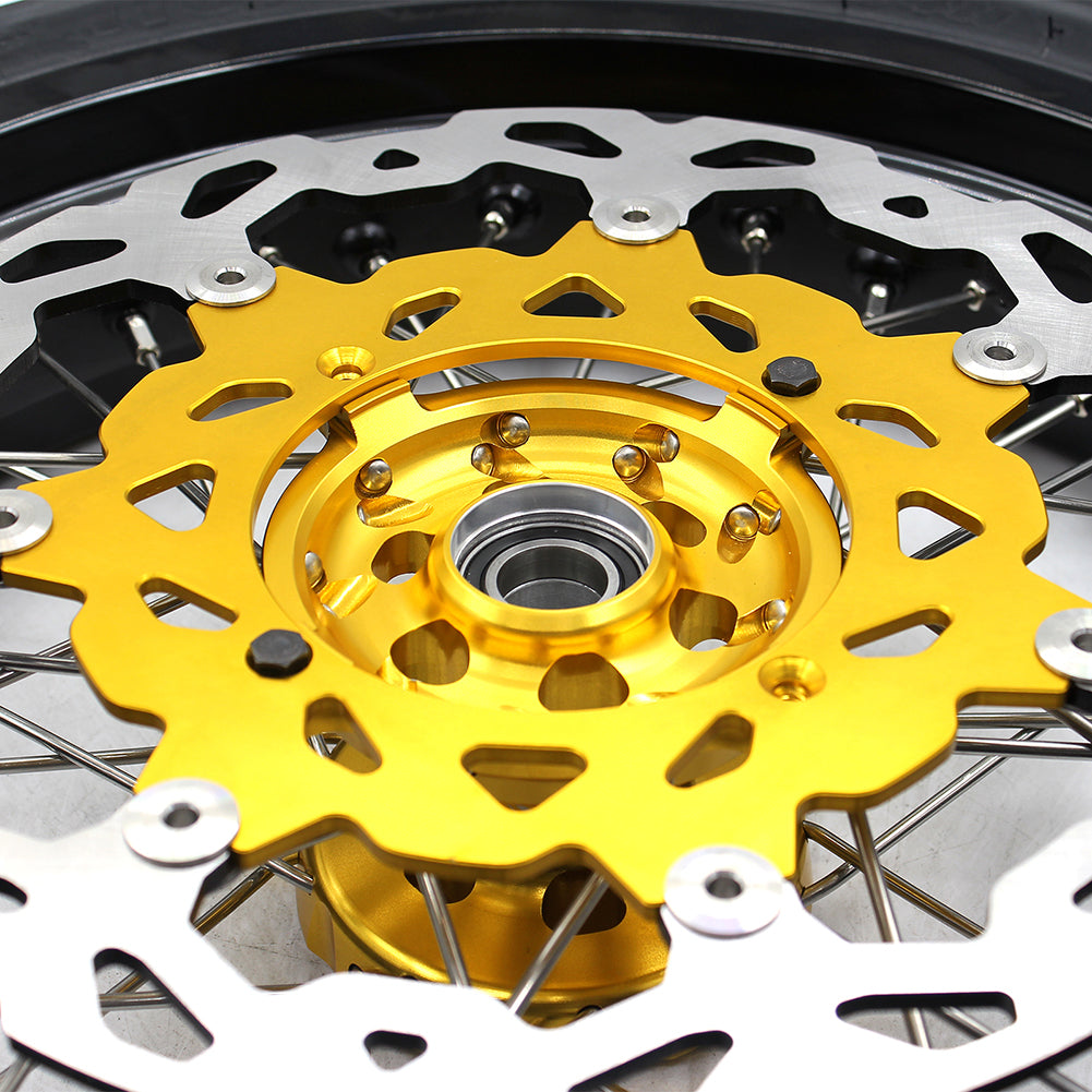 KKE 3.5 & 4.25*17inch Supermoto Rims Tires for SUZUKI RMZ250 2007-2024 RMZ450 2005-2024 Gold - Howling Moto