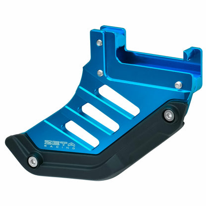 ZETA ZETA rear disc guard in blue with aluminum core protection, designed for motorcycle rear brake disc safety.