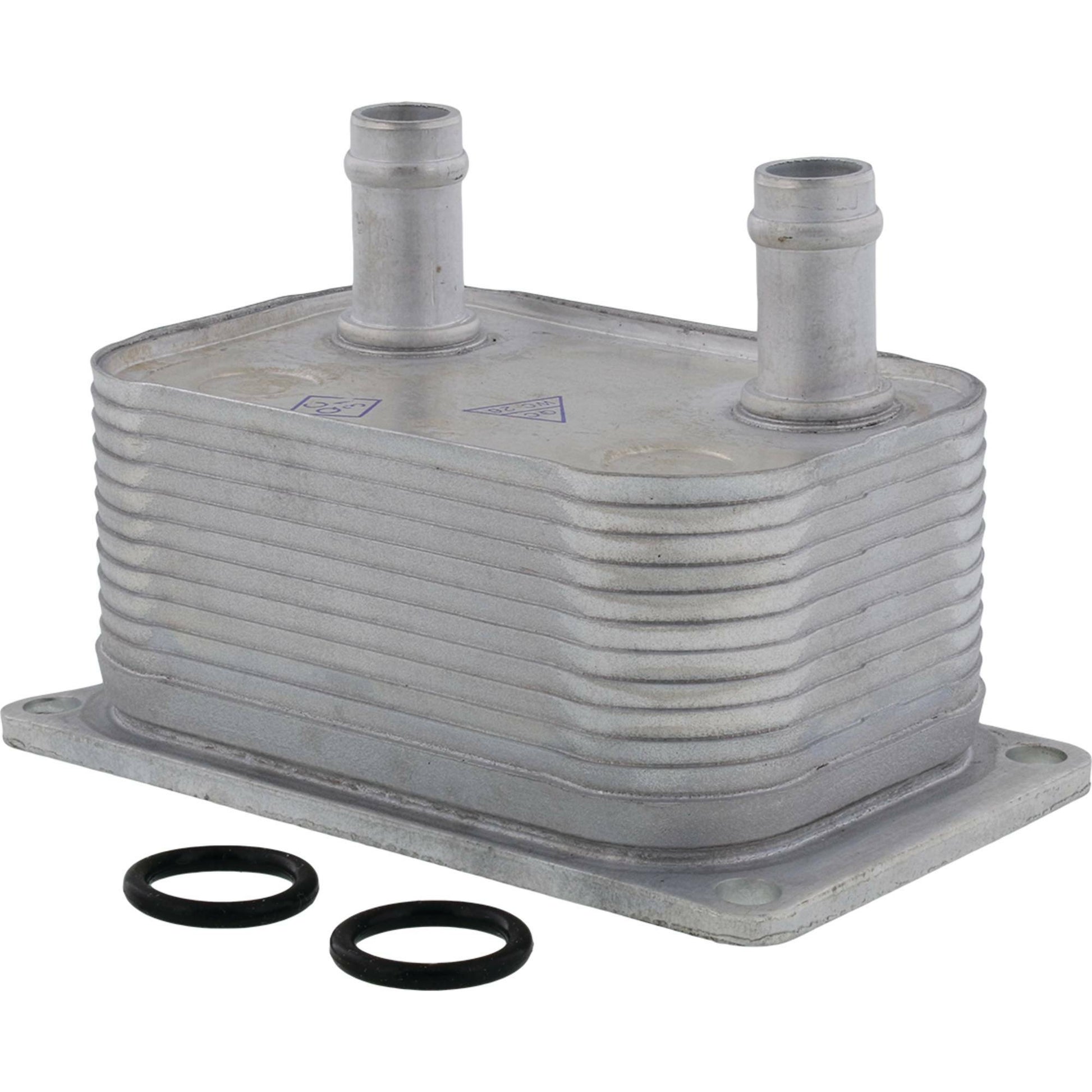 All Balls OEM oil cooler for Polaris ATV, showing metal fins and inlet/outlet ports for engine cooling.