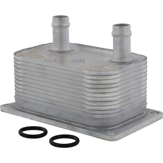 All Balls OEM oil cooler for Polaris ATV, showing metal fins and inlet/outlet ports for engine cooling.