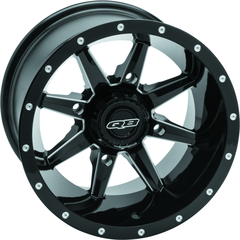 QuadBoss Slicer 15x7 Powersports wheel with black center cap and 4/156 bolt pattern, designed for off-road vehicles.