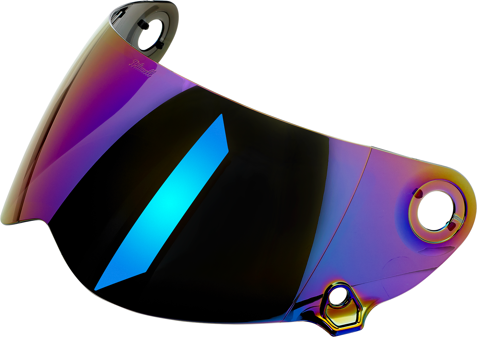 BILTWELL Lane Splitter Gen 2 motorcycle helmet shield with rainbow mirror finish, designed for Bill's Exhausts helmet parts.