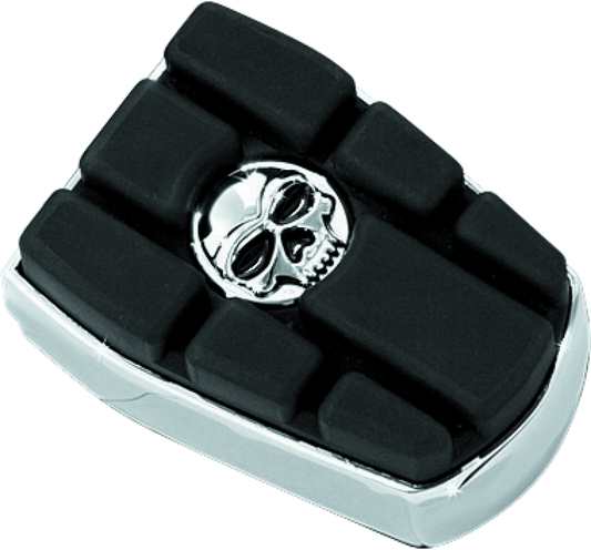 Chrome Kuryakyn Zombie brake pedal pad for Harley-Davidson FX models, featuring a detailed zombie skull design.