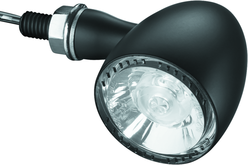 Kuryakyn Bullet 1000 LED turn signal light in white and amber with clear lens and satin black housing for powersports use