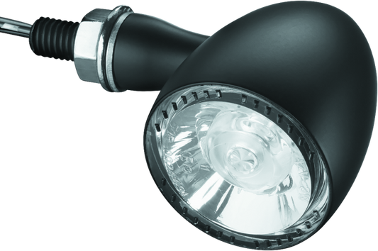Kuryakyn Bullet 1000 LED turn signal light in white and amber with clear lens and satin black housing for powersports use