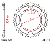 JT Rear Steel Sprocket 40T for 520 Chain, durable and high-quality bike sprocket with a robust steel construction.