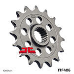 JT JTF406.16 steel front chain sprocket with 16 teeth for BMW 520 motorcycle, showcasing its durable construction and precise fit.