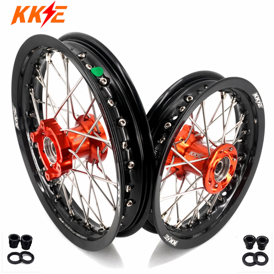 KKE 12/10 Small Kid's Wheels For KTM SX50 2024-2025 Mini Dirtbikes Orange Hub - Howling Moto