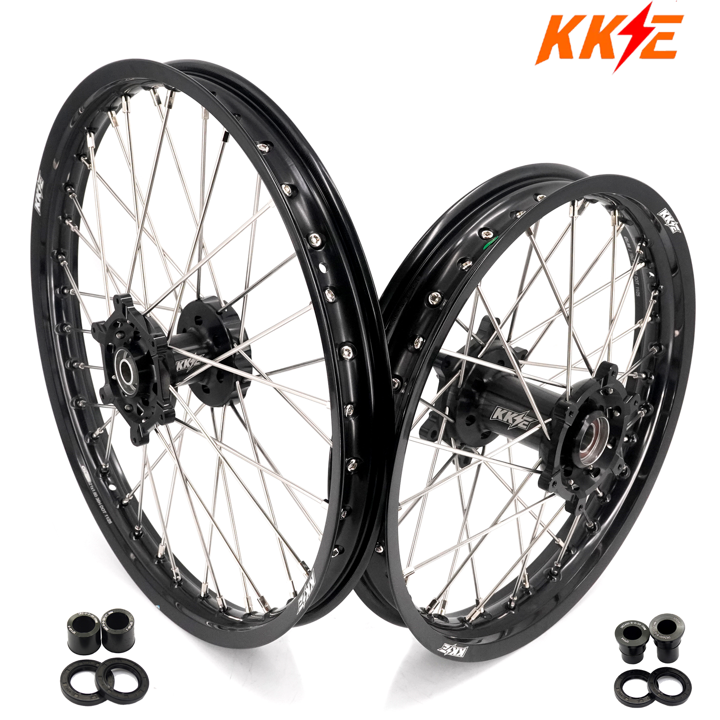 KKE 21/18 Enduro Off Road Wheels Rim Fit For SUZUKI DRZ400SM 2005-2024 Black Hub - Howling Moto