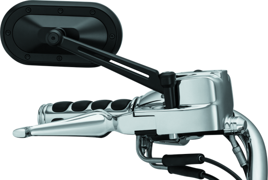 Kuryakyn Heavy Industry motorcycle mirrors in black with 6-inch stems, designed for Harley-Davidson and powersports bikes.