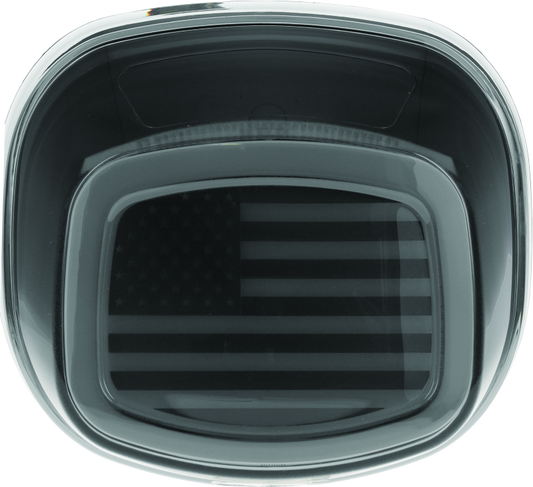 Kuryakyn Freedom Taillight with Smoke Lens for Harley Davidson Touring motorcycles, featuring sleek design and clear lens detail.