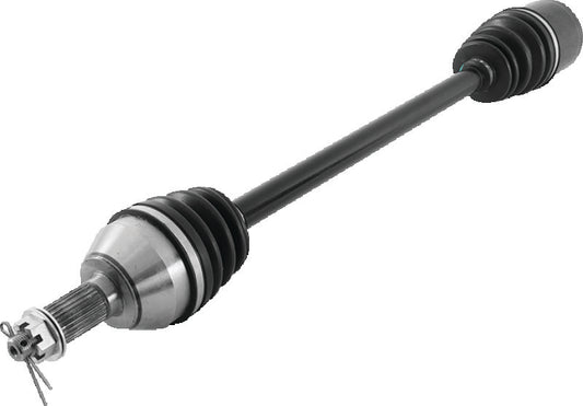 QuadBoss rear left replacement axle for 2014-2015 Polaris RZR XP 1000, showing the metal shaft and rubber boot.
