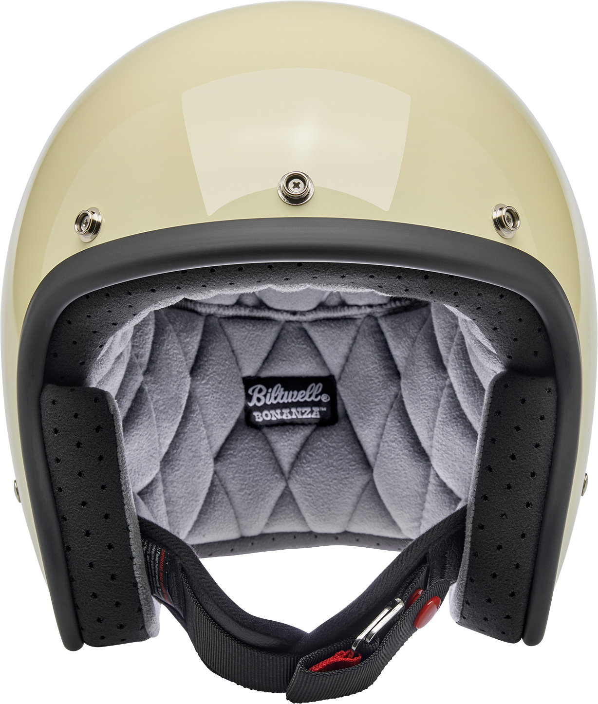 BILTWELL Bonanza vintage white helmet in large size, glossy finish, featuring a classic motorcycle helmet design.