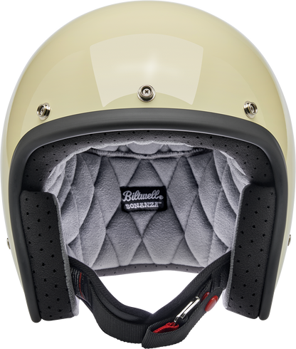 BILTWELL Bonanza vintage white helmet in large size, glossy finish, featuring a classic motorcycle helmet design.