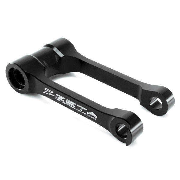 ZETA Kawasaki lowering link part ZE56-05210 showing a black metal motorcycle suspension component with mounting points