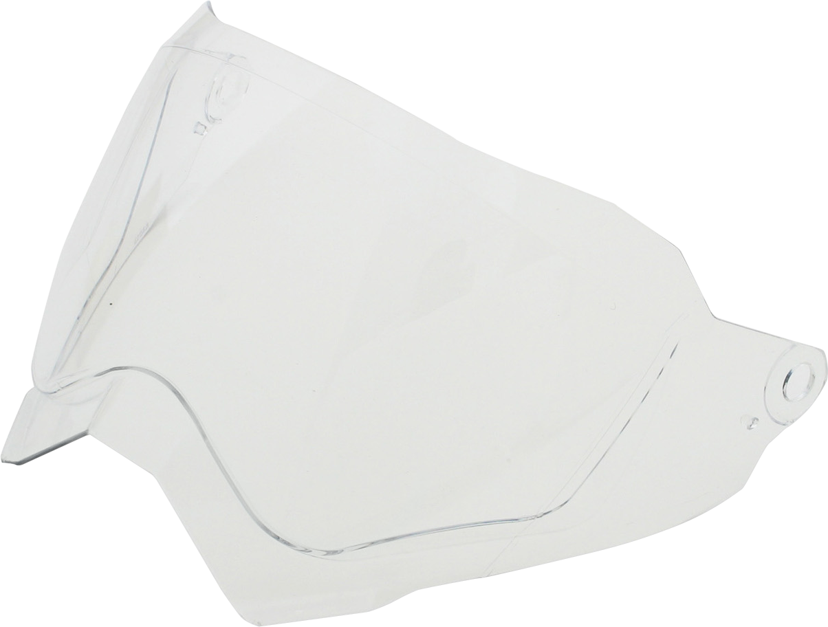 Clear AFX FX-41DS helmet shield from Bill's Exhausts, shown mounted on a motorcycle helmet with reflective surface and secure edges.