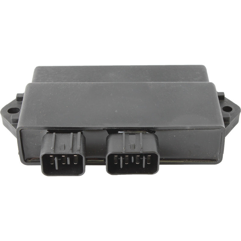 QuadBoss high-performance CDI box for Yamaha YFM350 Warrior (97-01), part 495757, shown installed on the ATV engine.