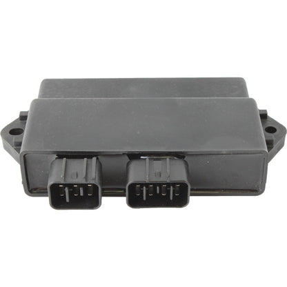 QuadBoss high-performance CDI box for Yamaha YFM350 Warrior (97-01), part 495757, shown installed on the ATV engine.