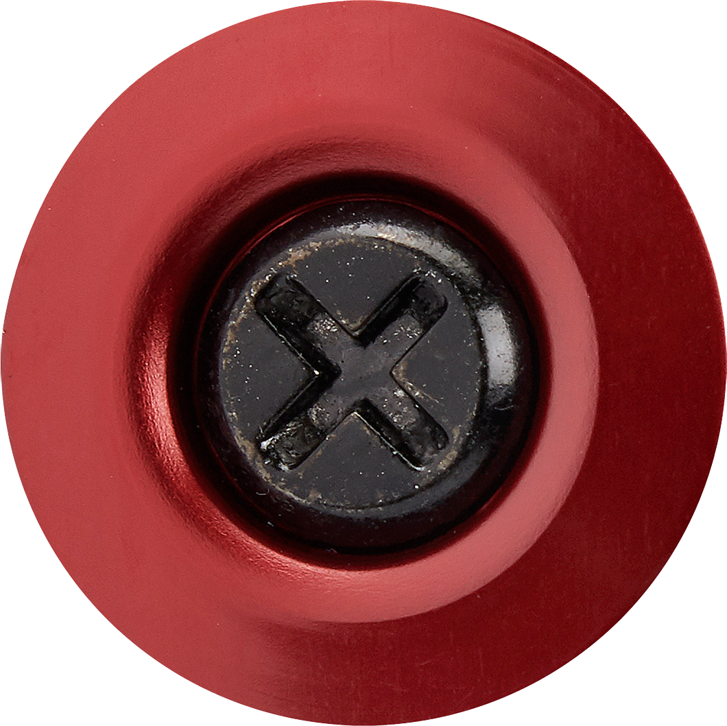 BILTWELL Gen 2 black screw hardware kit with red baseplate for helmets, from Bill's Exhausts, close-up view of parts.