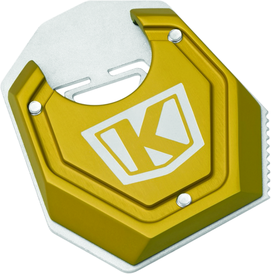 Kuryakyn Lodestar Kickstand Shoe for BMW R1200GS with tire bead breaking tool, providing enhanced stability and support.
