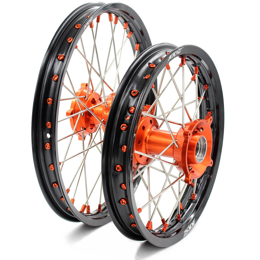 KKE 17"*1.4/14"*1.6 Kid's Big Wheels Rims Fit KTM SX 85 2003-2020 Orange Nipples - Howling Moto