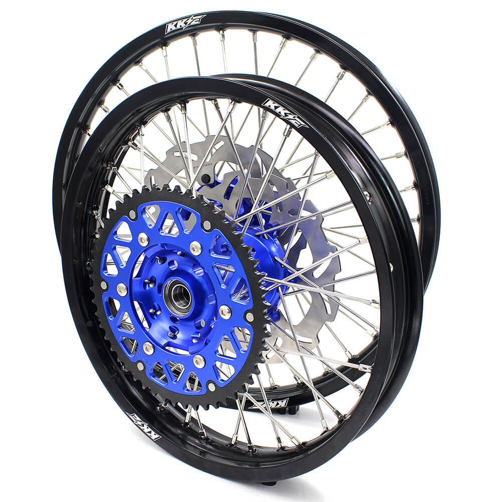 KKE 21 & 18 Enduro Wheels for YAMAHA WR250F 2001-2016 WR450F 2003-2015 Blue&Black 250mm Disc - Howling Moto